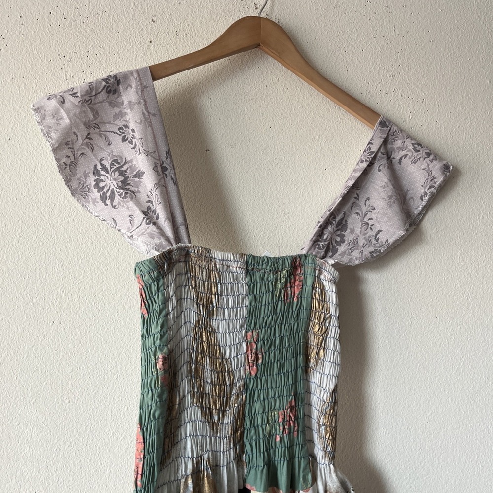 Ashley Taylor Patchwork Dress Strap Smock Boho Festival Hippie Colorful OS New - Picture 12 of 16